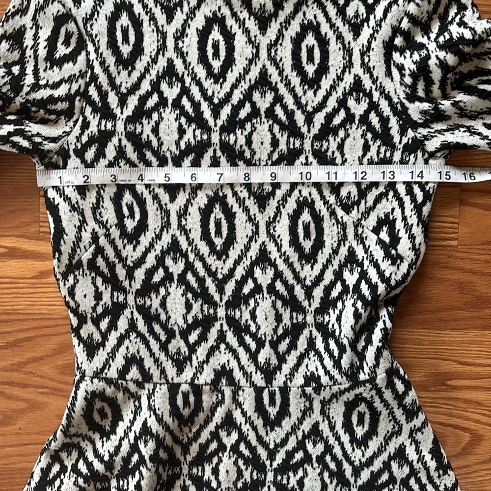 NWT H&M Black White Long Sleeve Mock Turtleneck Fit & Flare Dress Small Casual - Picture 9 of 11